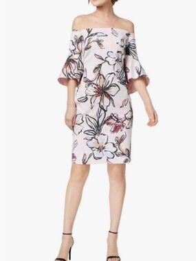Laundry By Shelli Segal Blush Pink Off-Shoulder Floral Dress